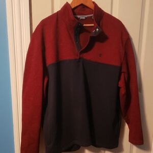 Izod Men's Burgundy and Navy Zip Up Sweater